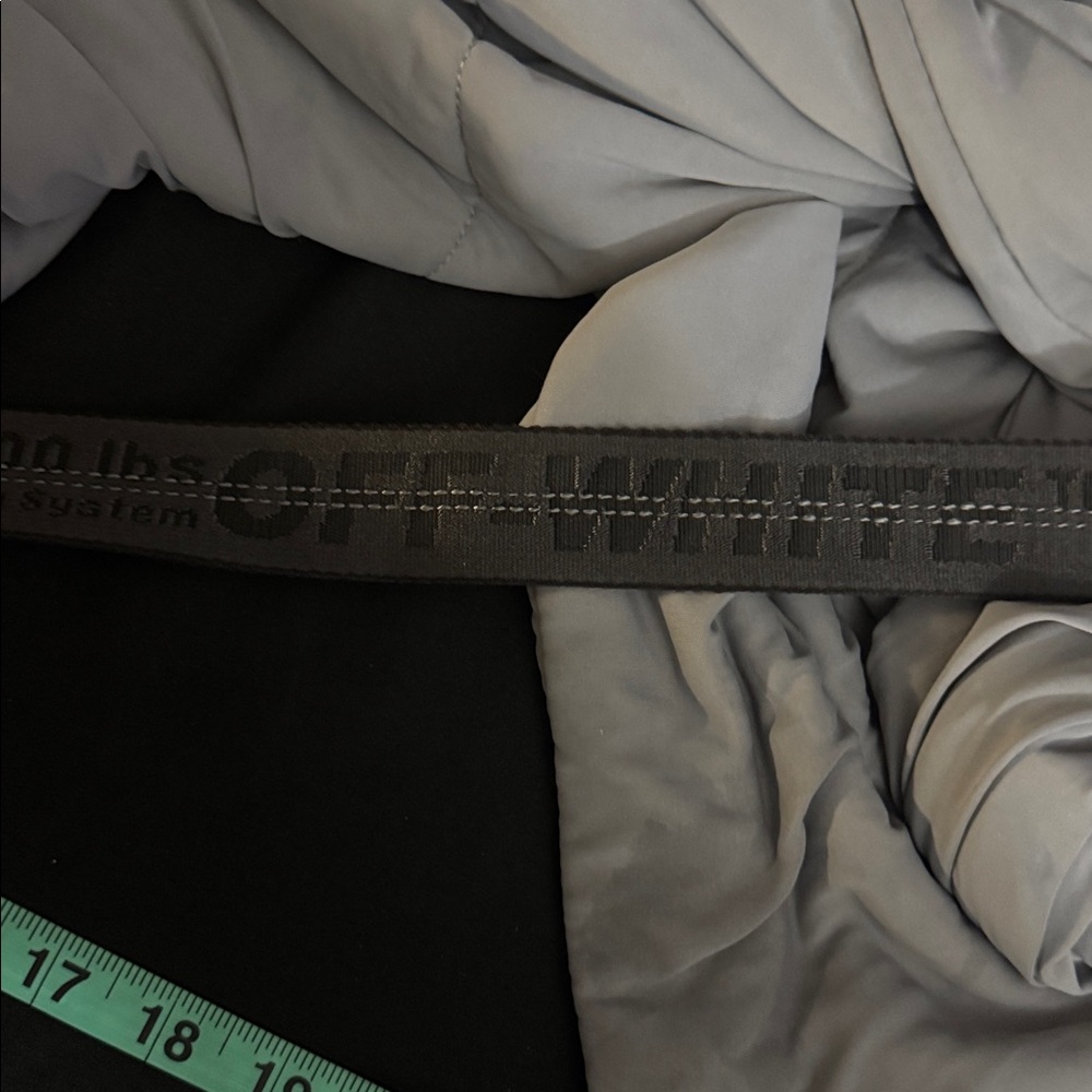 Off-white industrial belt. Black on black. Cut down to 42”.